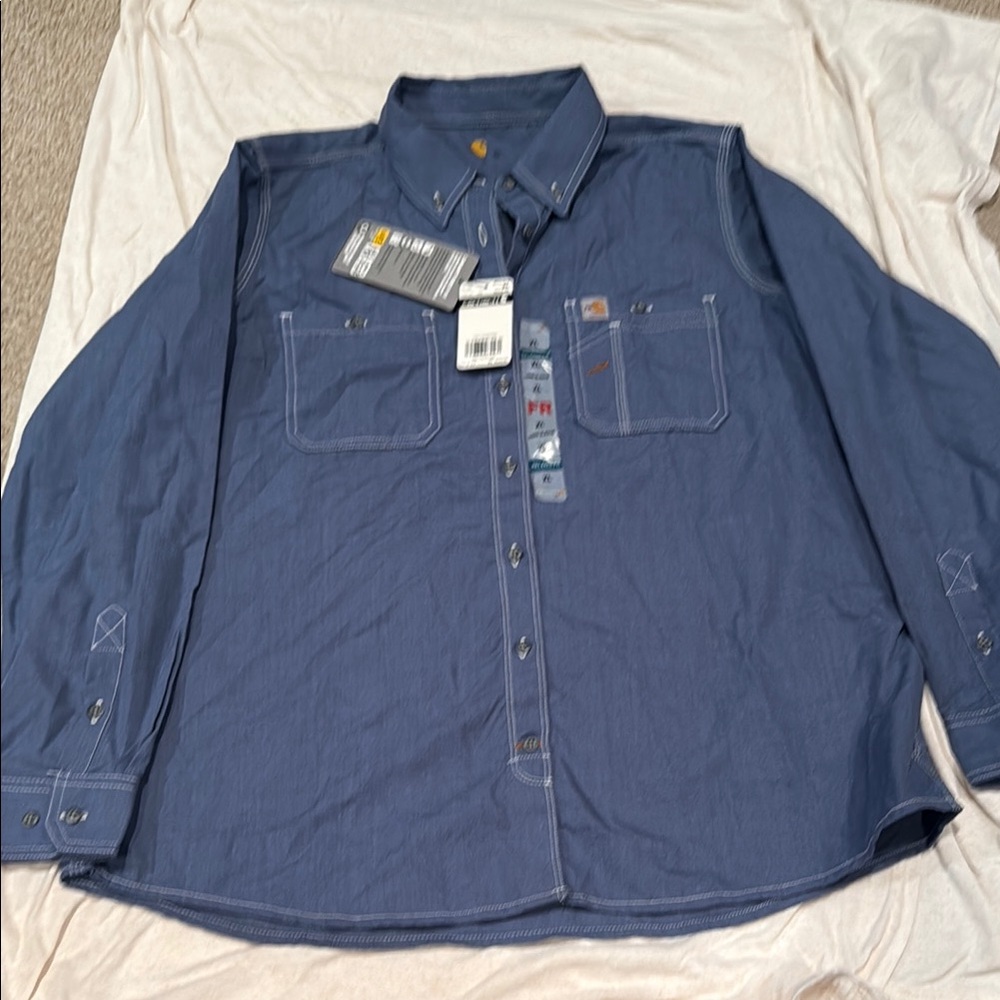 Women’s Blue carhartt fire resistant long sleeves Shirt NWT SIZE XL